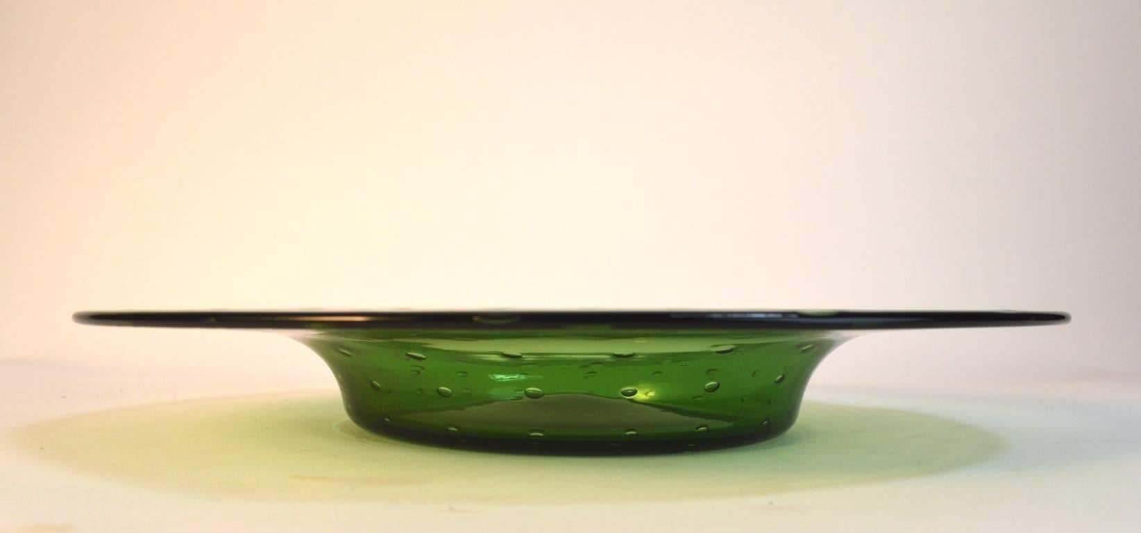 Mid-Century Modern Murano Center Bowl with Controlled Bubble Inclusion