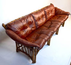 Incredible Leather, Ash and Rattan Sofa
