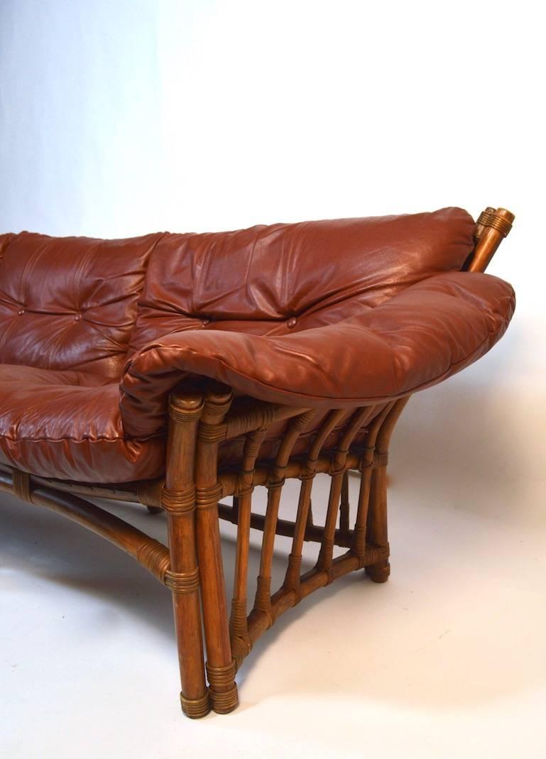 rattan and leather chair