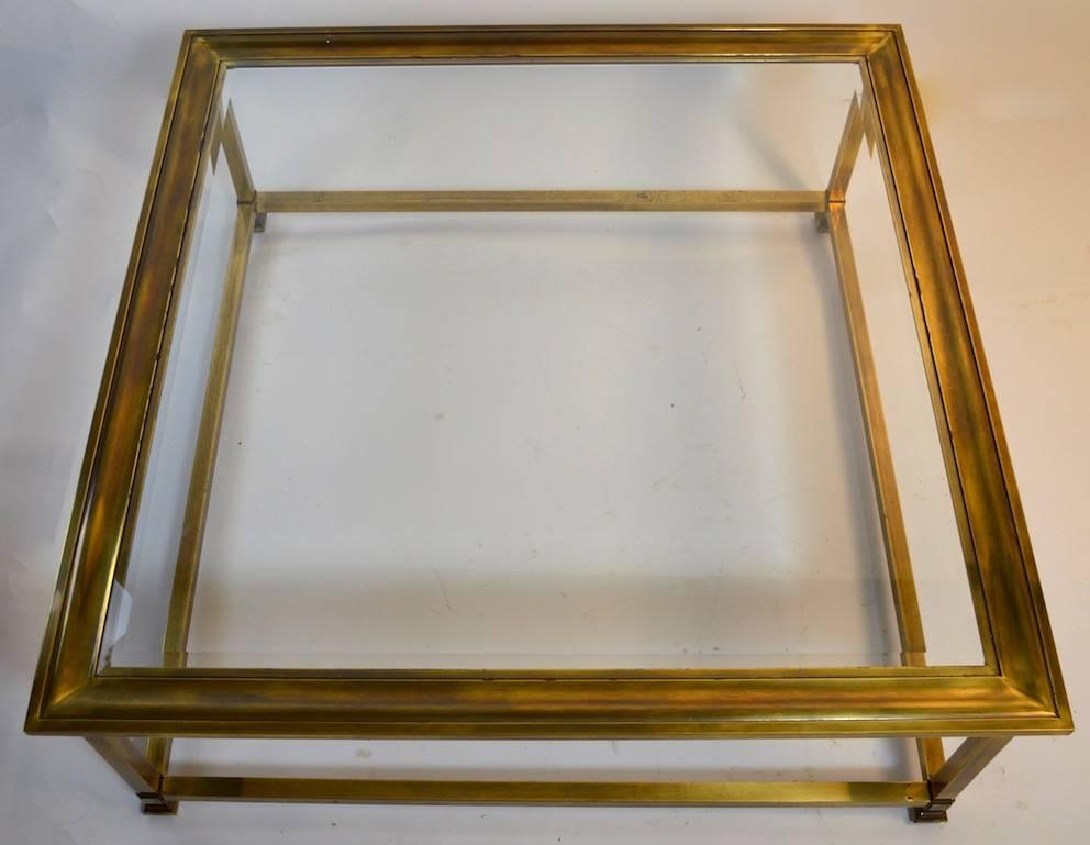 American Square Brass and Glass Mastercraft Coffee Table