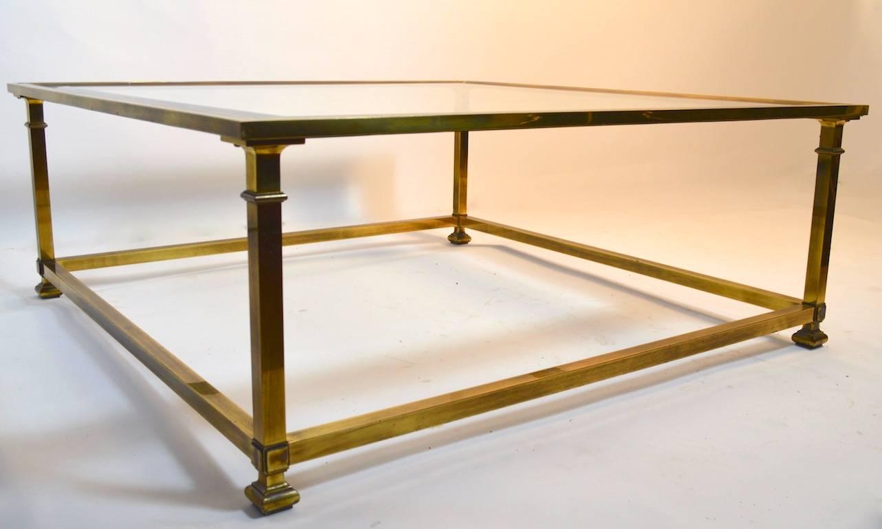 Late 20th Century Square Brass and Glass Mastercraft Coffee Table