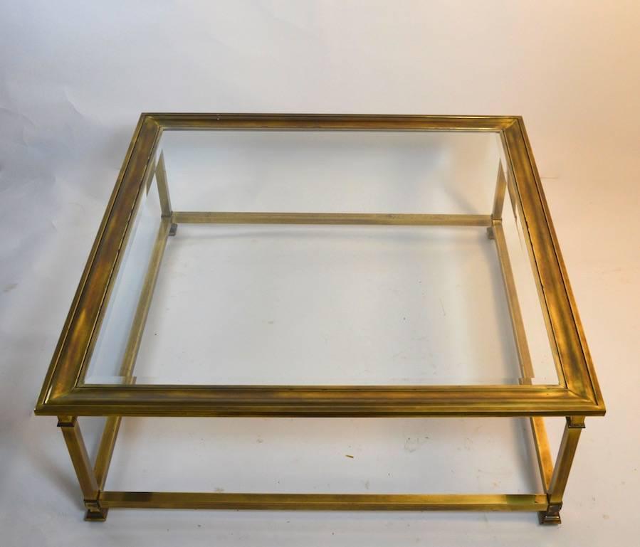 Square Brass and Glass Mastercraft Coffee Table 1