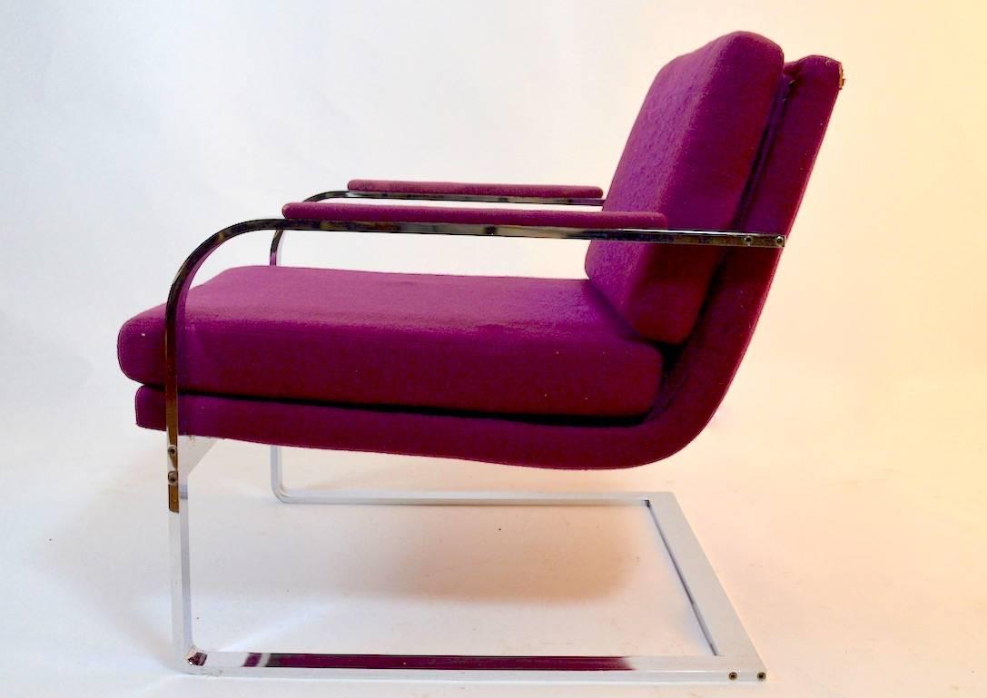 Pair of Chrome Lounge Chair Possibly Pace, Brueton, Baughman In Fair Condition In New York, NY