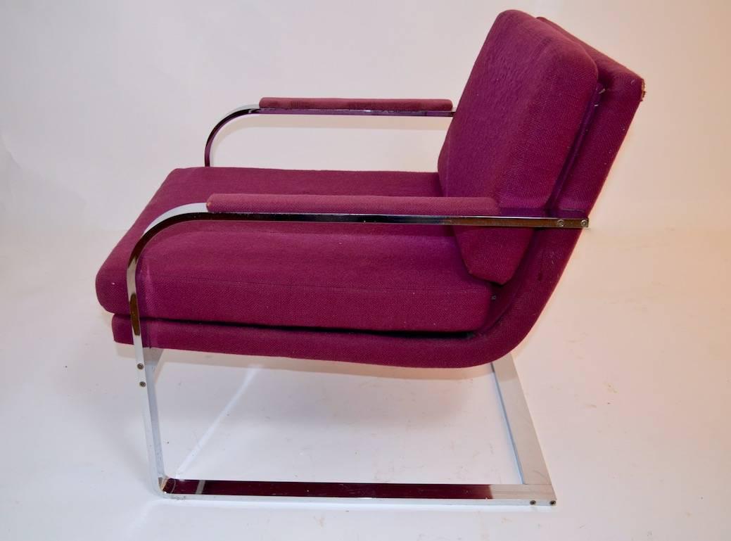 Late 20th Century Pair of Chrome Lounge Chair Possibly Pace, Brueton, Baughman