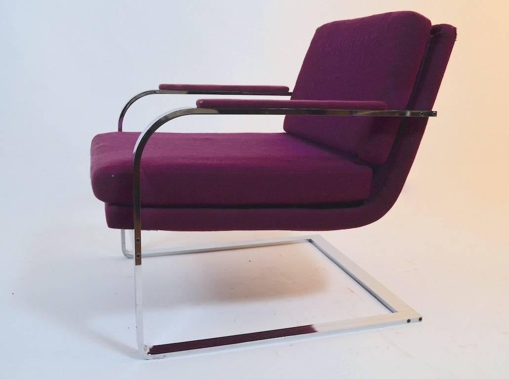 Steel Pair of Chrome Lounge Chair Possibly Pace, Brueton, Baughman