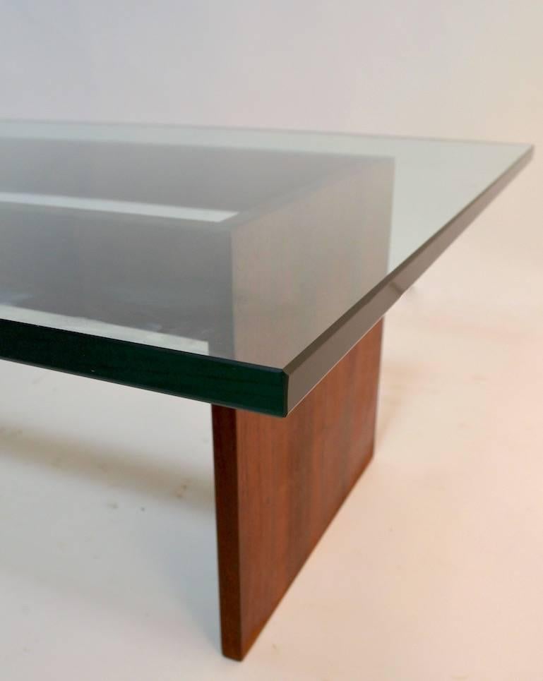 Mid-Century Modern Custom Minimalist Wood and Glass Coffee Table