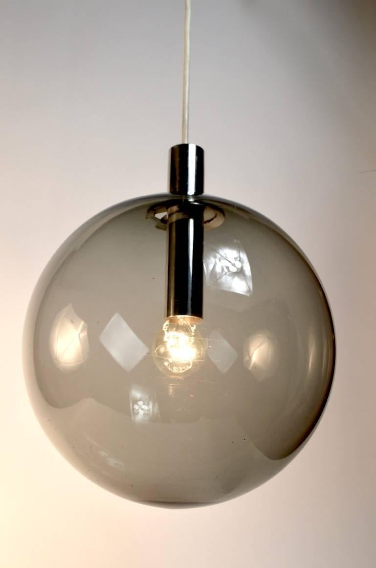 American Smoked Glass Ball Chandelier Attributed to Lightolier