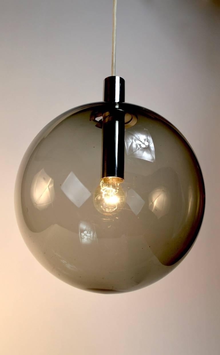 Smoked Glass Ball Chandelier Attributed to Lightolier In Excellent Condition In New York, NY