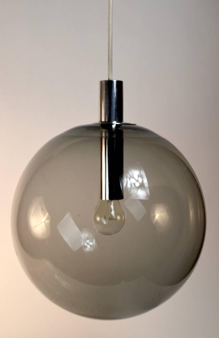 Late 20th Century Smoked Glass Ball Chandelier Attributed to Lightolier