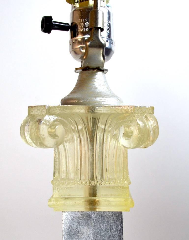Hollywood Regency Silver Gilt and Cast Resin Table Lamp For Sale