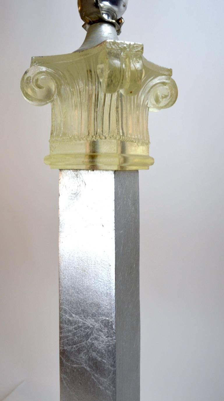 American Silver Gilt and Cast Resin Table Lamp For Sale