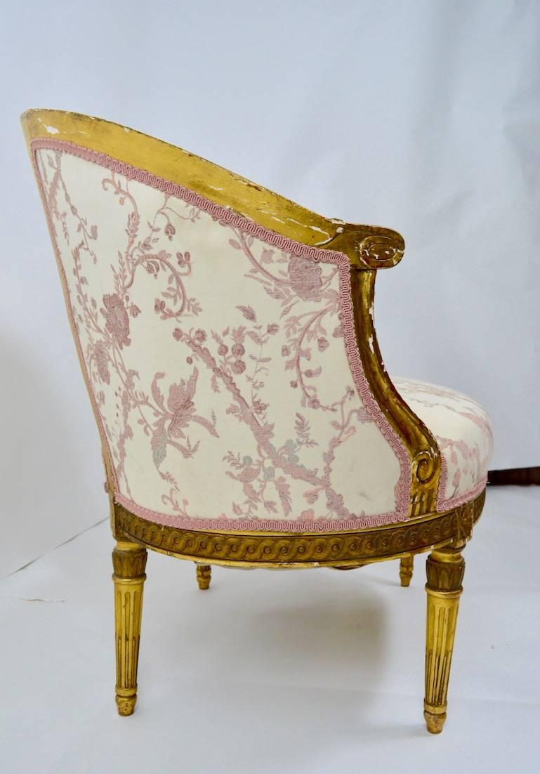 Upholstery Pair of Gilt Salon Chairs