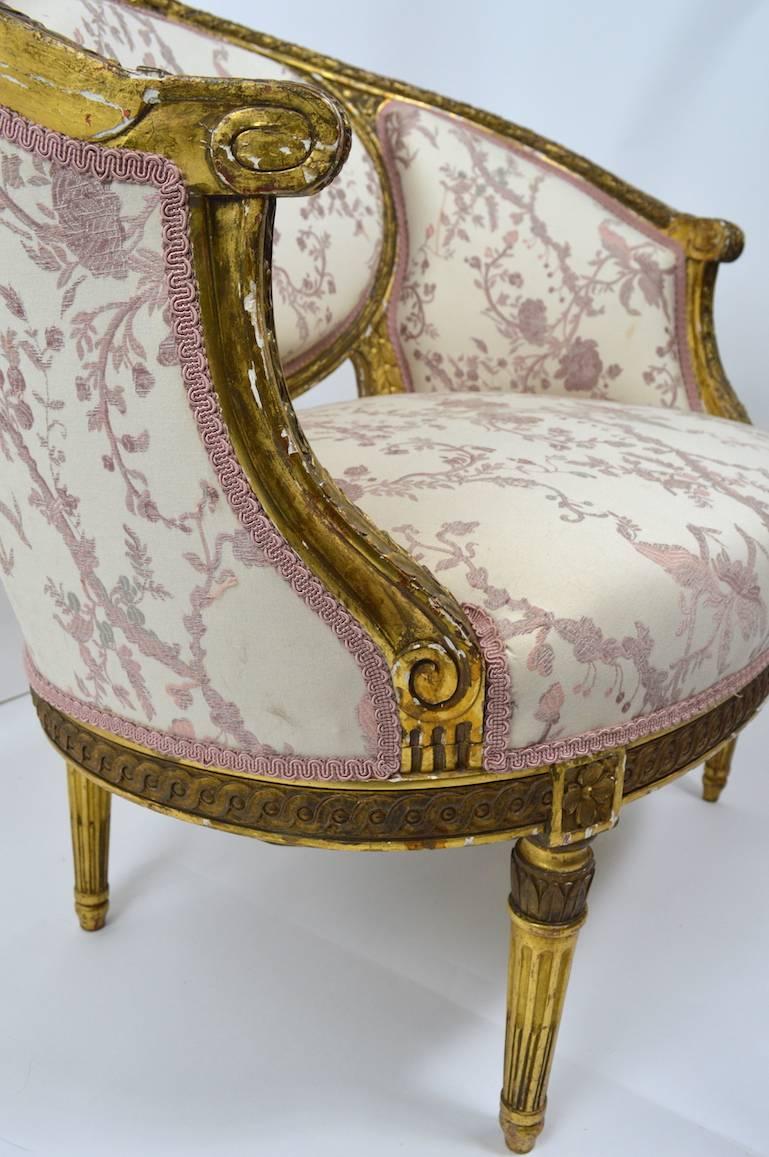 19th Century Pair of Gilt Salon Chairs