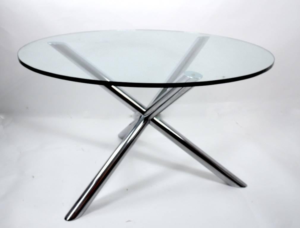 Chrome Jack Base Dining Table with Plate Glass Top 1