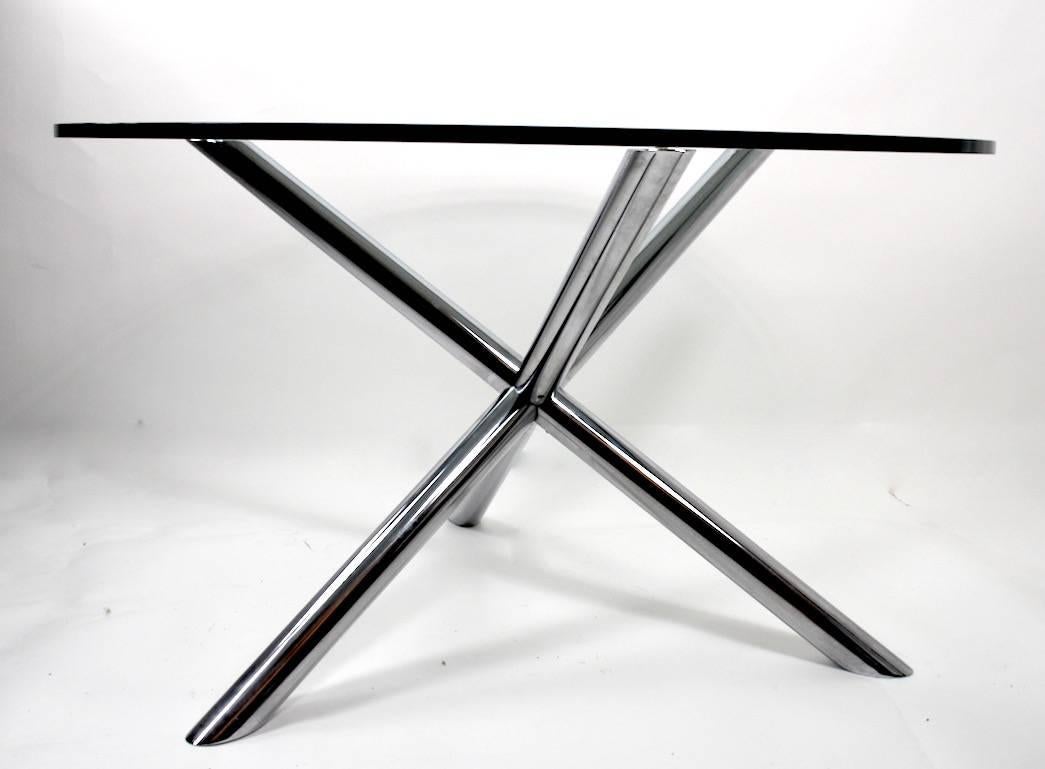 American Chrome Jack Base Dining Table with Plate Glass Top