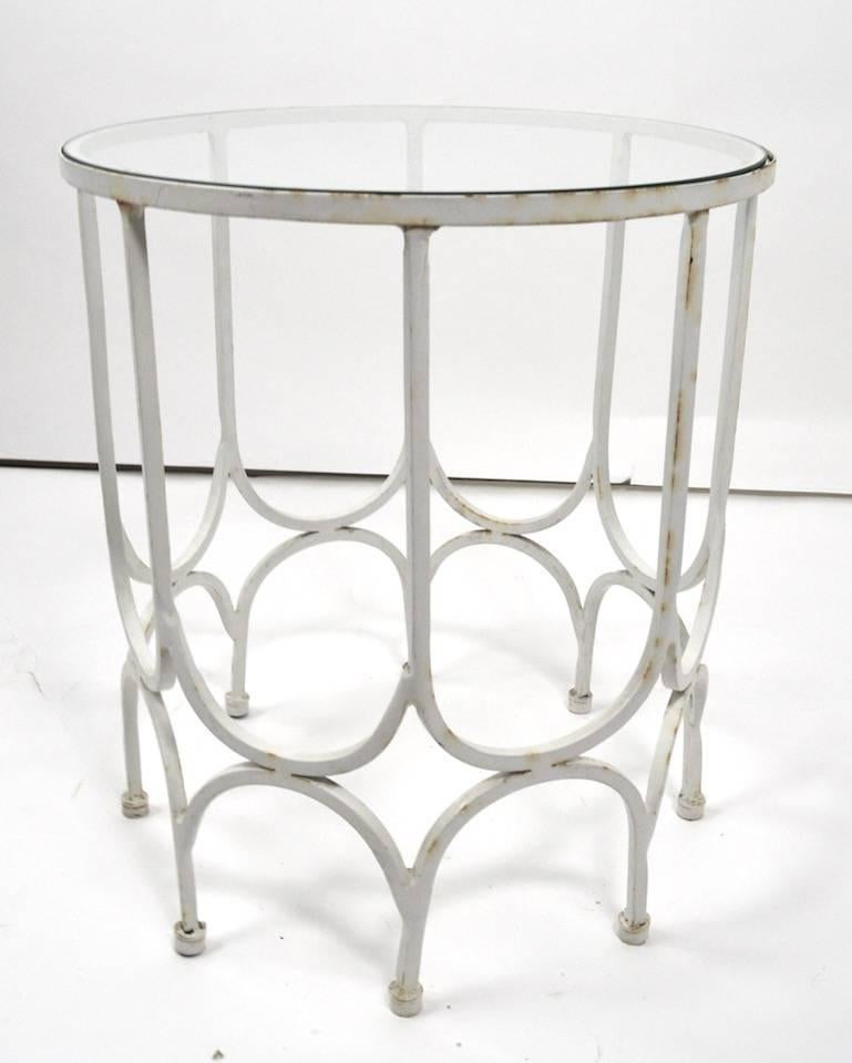American Pair of Wrought Iron Tables in the Style of Salterini