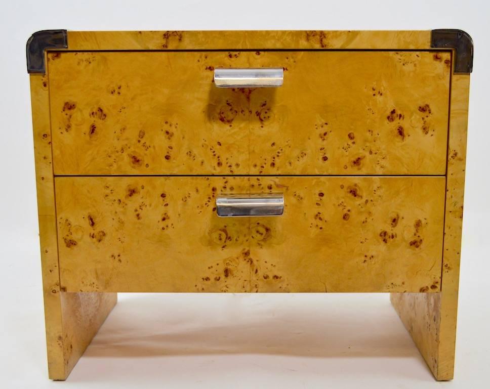 Mid-Century Modern Pair of Burl Nightstands by Pace