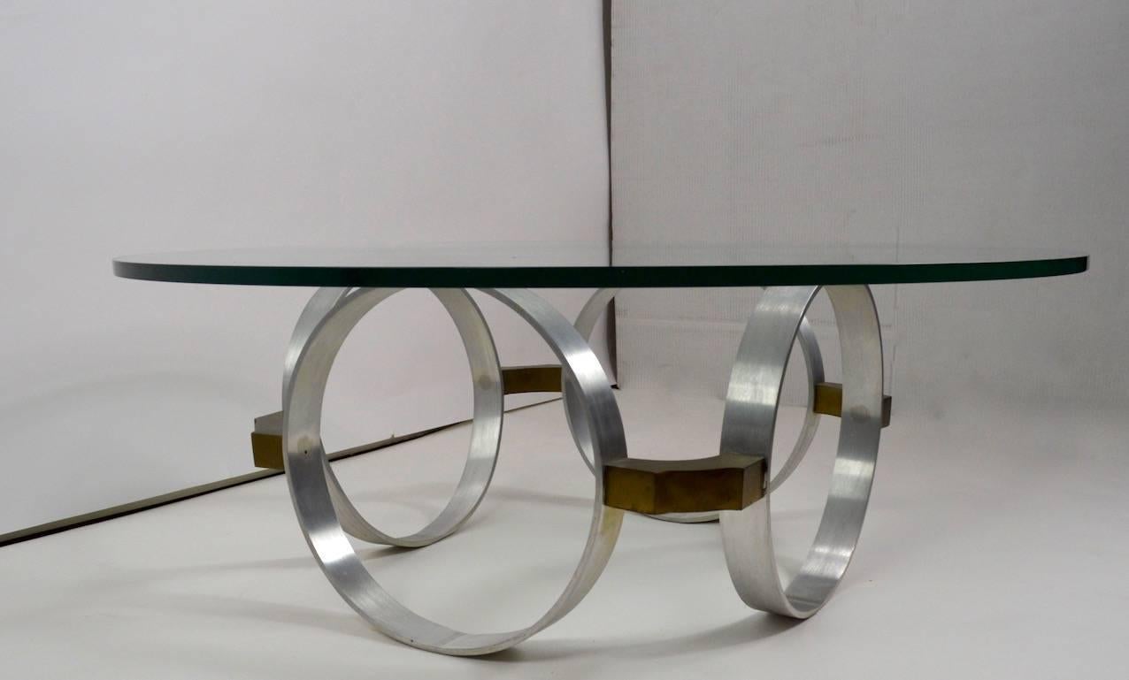 Aluminum Chain Link Base Coffee Table with Glass Top