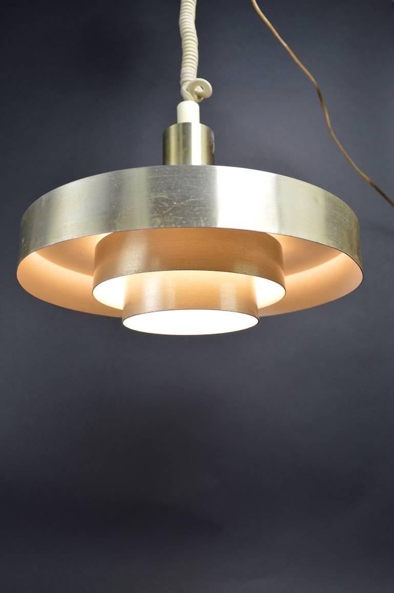 Scandinavian Modern Spun Aluminum  Mid Century Chandelier with Concentric Rings