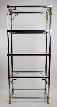 Pair of Chrome and Brass Étagères after Maison Jansen