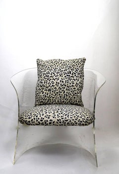 Lucite Tub Chair with Cheetah Print Fabric Upholstery
