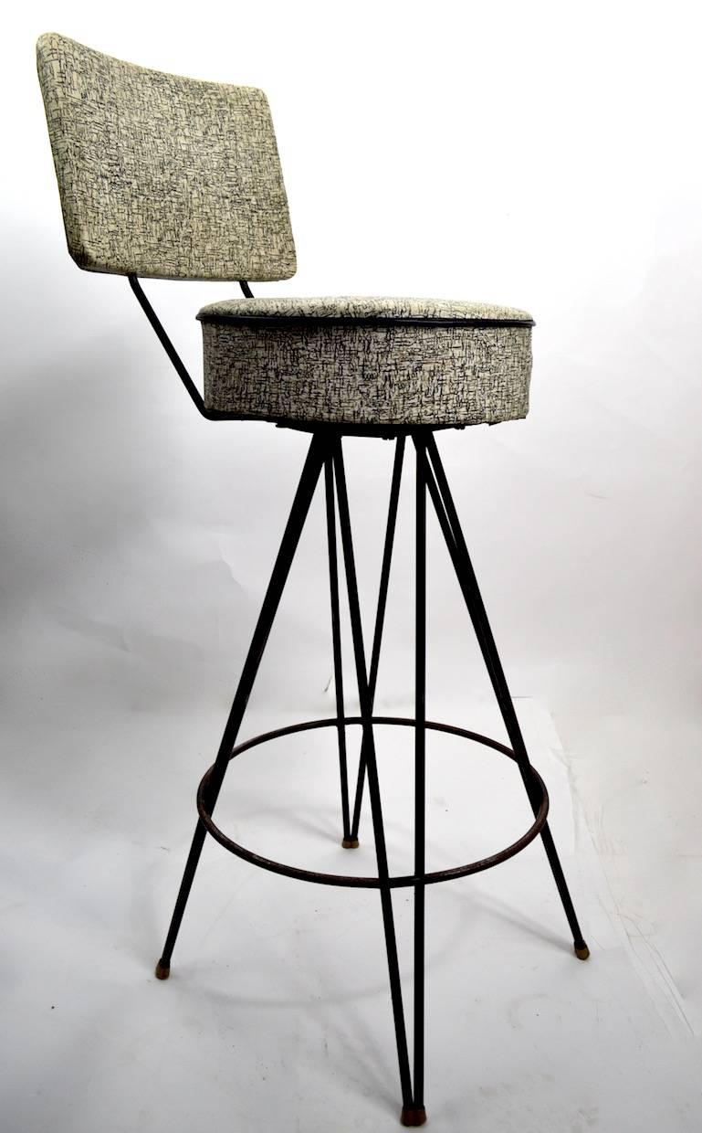 Mid-Century Modern Set of Four Stools with Removable Backs