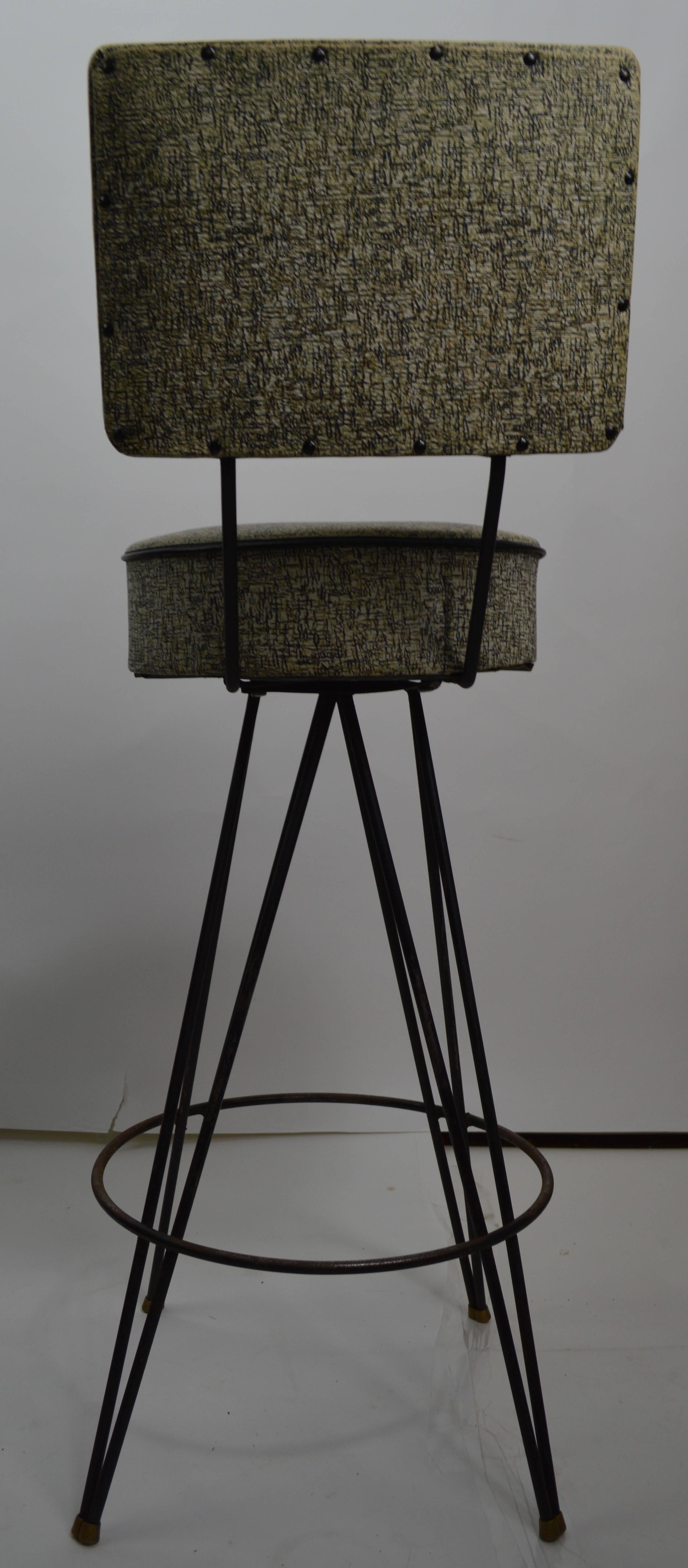 Upholstery Set of Four Stools with Removable Backs