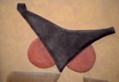 Stylized Owl Wall Hanging in Suede Trapunto