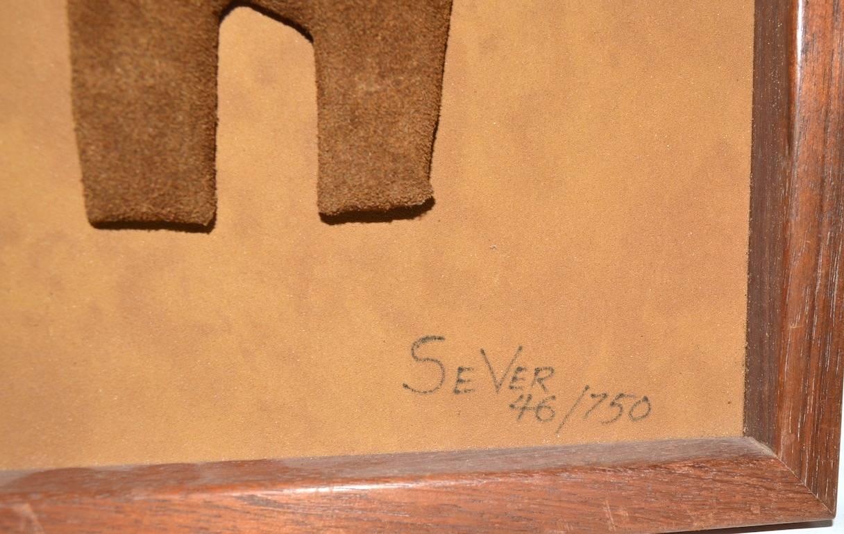 Colgante de Pared Búho Estilizado en Trapunto de Ante Moderno de mediados de siglo en venta