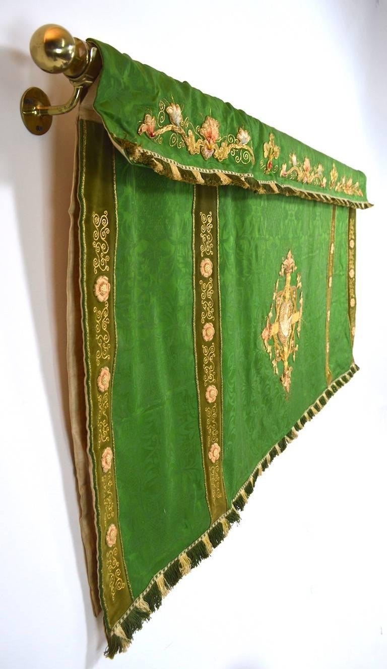 Decorative Tapestry on Brass Rod at 1stDibs