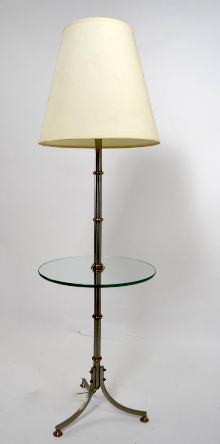 20th Century Floor Table Lamp with Glass Shelf