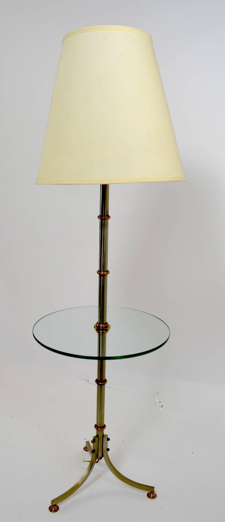 Floor Table Lamp with Glass Shelf In Good Condition In New York, NY