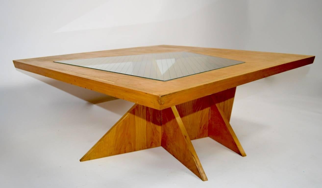 One of a Kind Birch and Glass Coffee Table In Good Condition In New York, NY