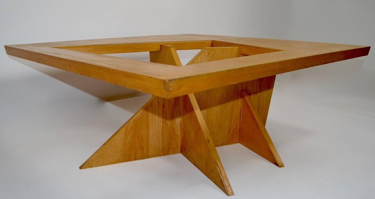 Mid-Century Modern One of a Kind Birch and Glass Coffee Table