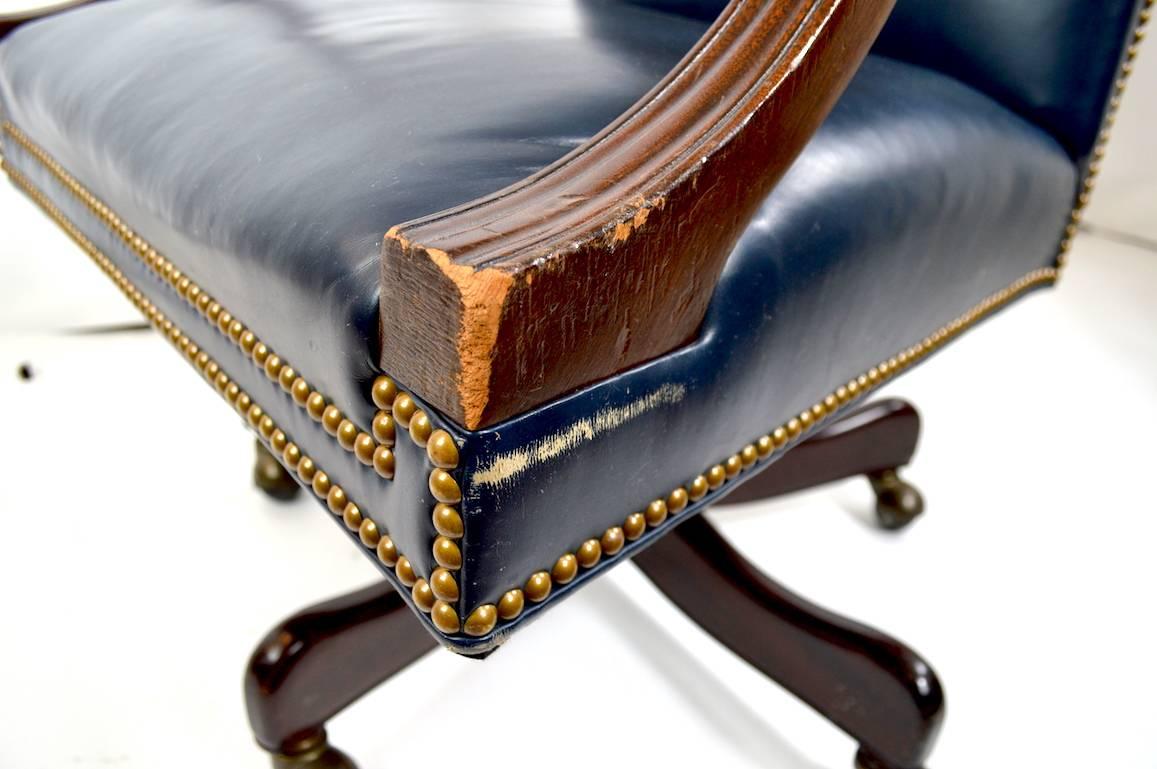 20th Century Leather Swivel Desk Chair by Hancock and Moore
