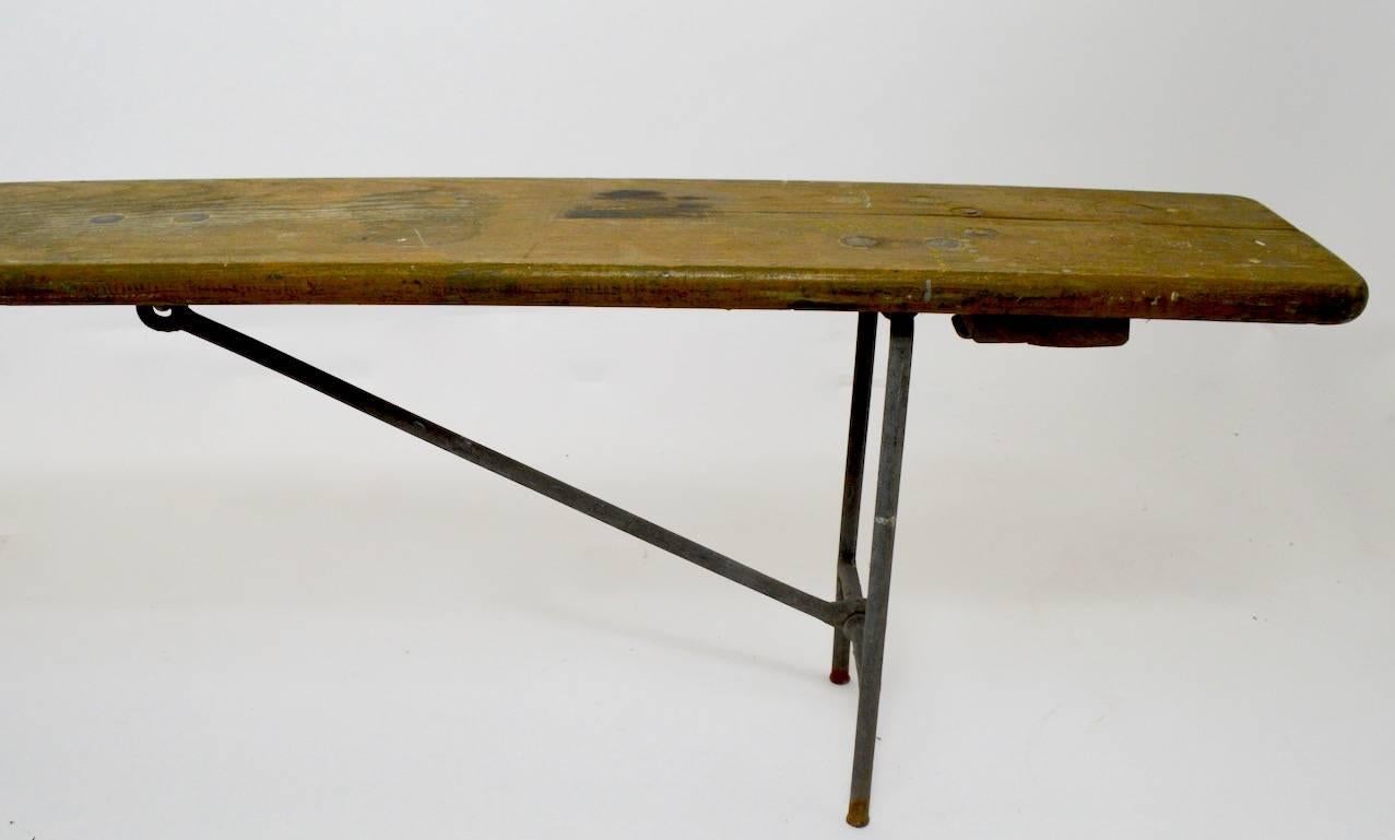 Nautical Folding Campaign Industrial Bench In Good Condition In New York, NY