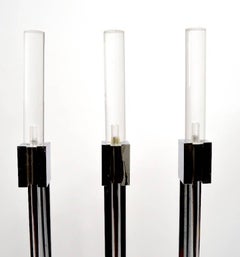 Chrome and Lucite Fireplace Tool Set