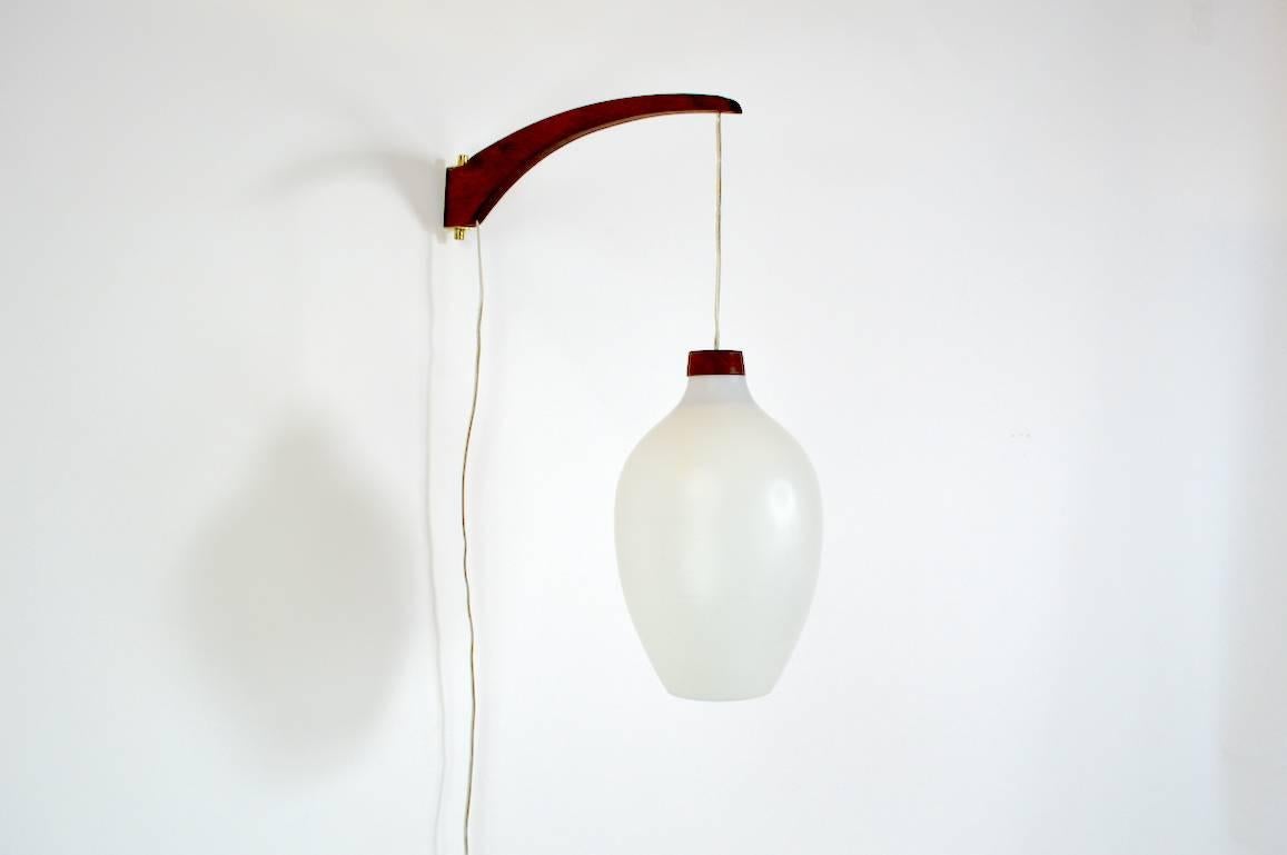 Scandinavian Modern Luxus Wall Sconce with Frosted White Shade For Sale