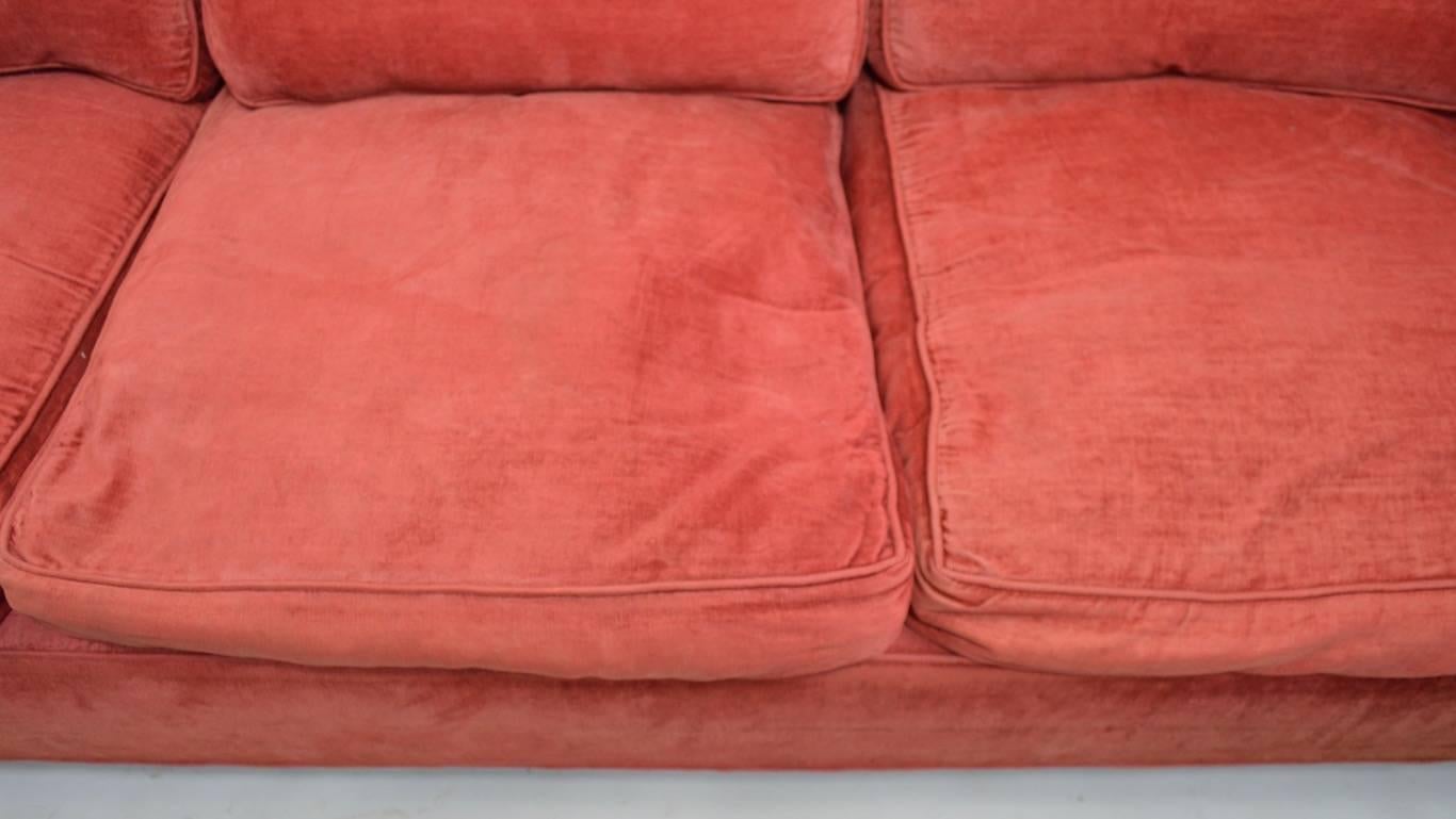 Chrome and Velvet Sofa Attributed to Baughman 1