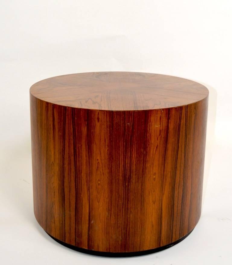 Rosewood pedestal designed by Paul Mayen for Habitat Intrex Line. This example shows a ring on the top, probably from a vase or plant. Perfect for a sculpture stand, lamp or occasional table.