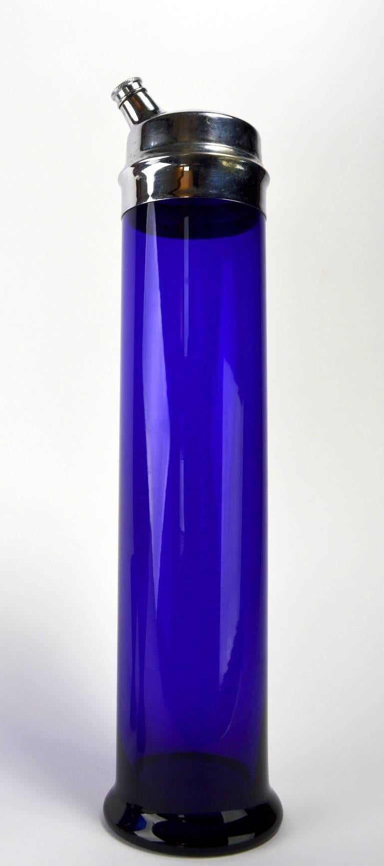20th Century Art Deco Cocktail Set in Cobalt Glass