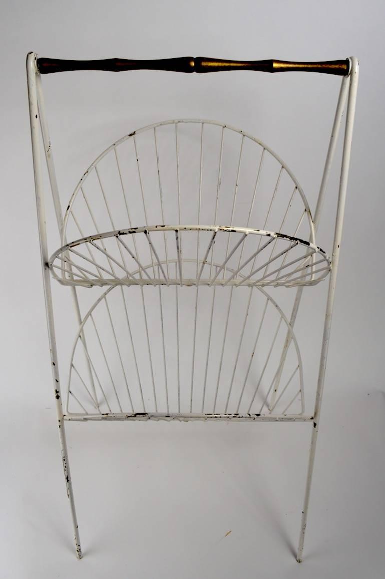 20th Century Iron and Brass Catch All Shelf Magazine Rack For Sale