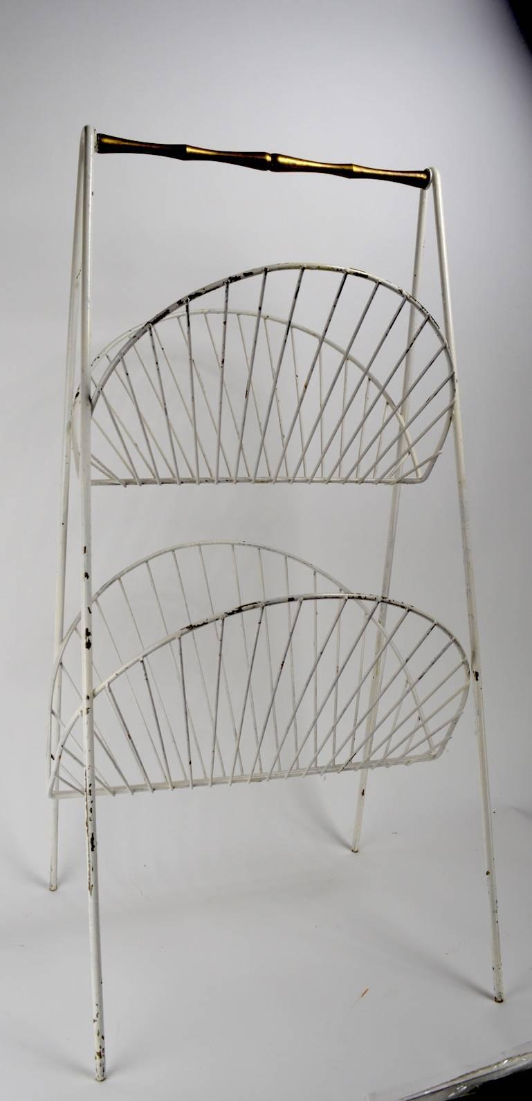 American Iron and Brass Catch All Shelf Magazine Rack For Sale