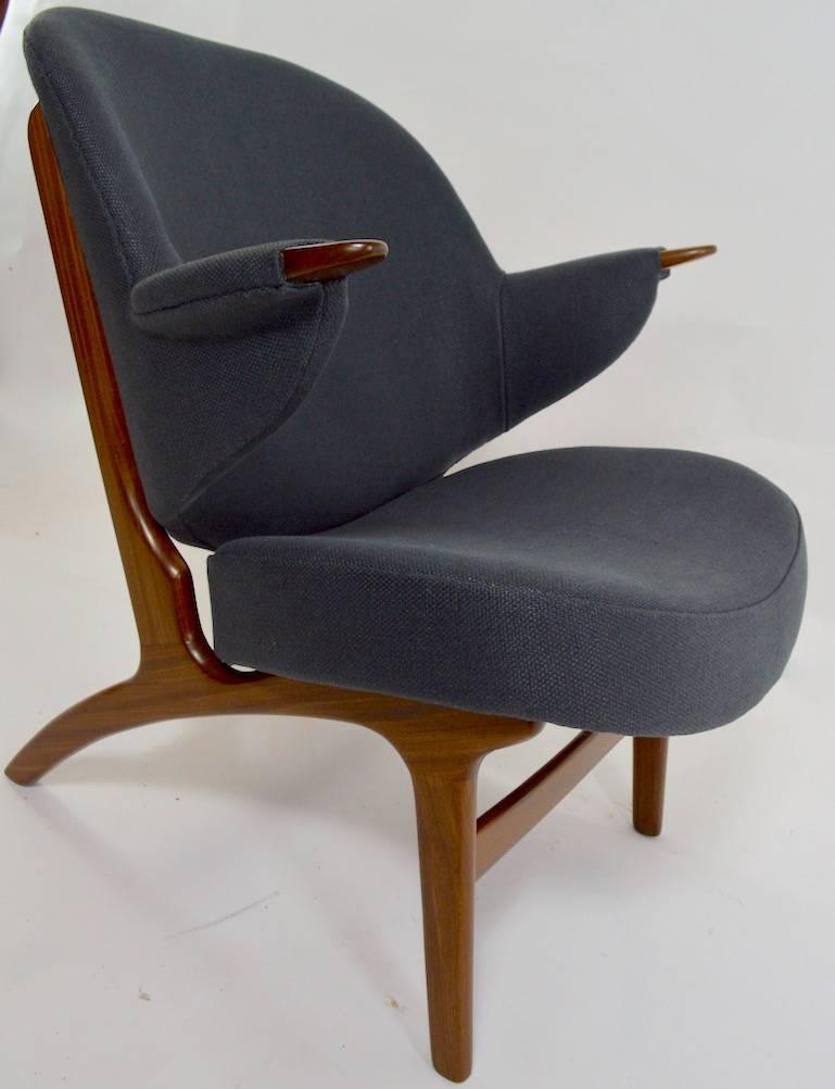 20th Century Danish Paddle Arm Lounge Chair Attributed to Poul Jessen