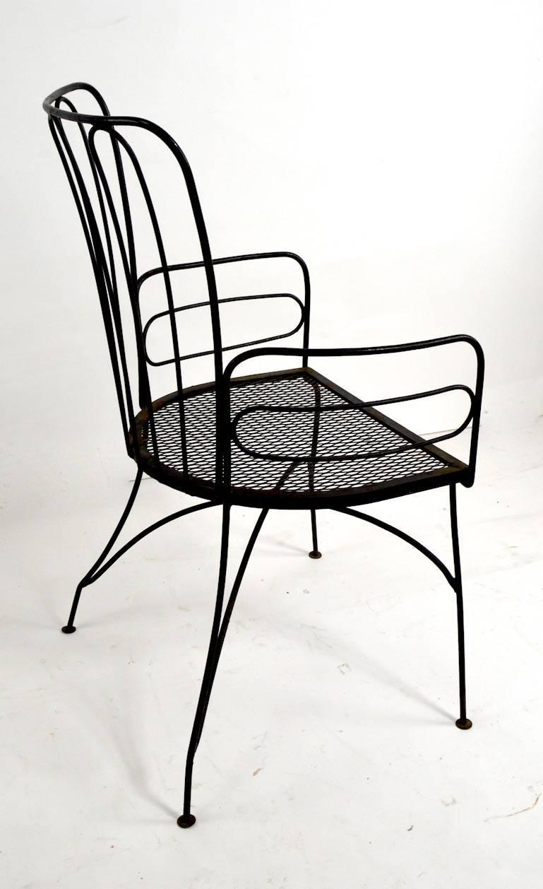 American Wrought Iron Armchair after Weinberg For Sale