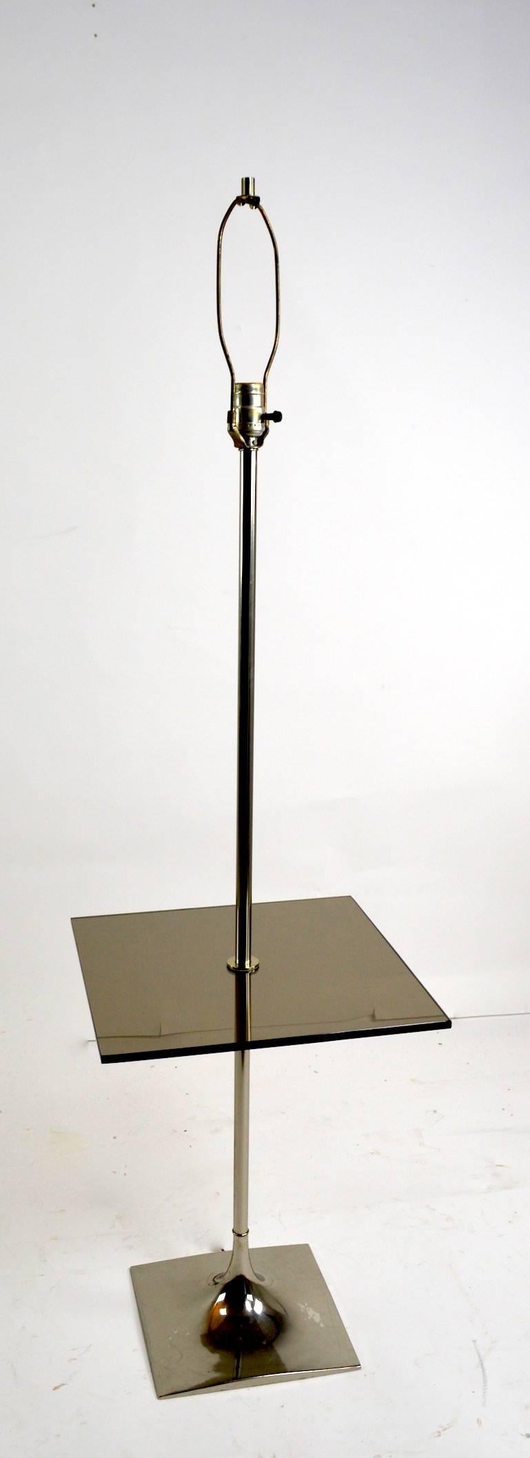 Smoked Glass Floor Table Lamp by Laurel
