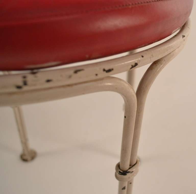 Wrought Iron Pouf Stool from Kutcher's Resort One of Six Available In Good Condition For Sale In New York, NY