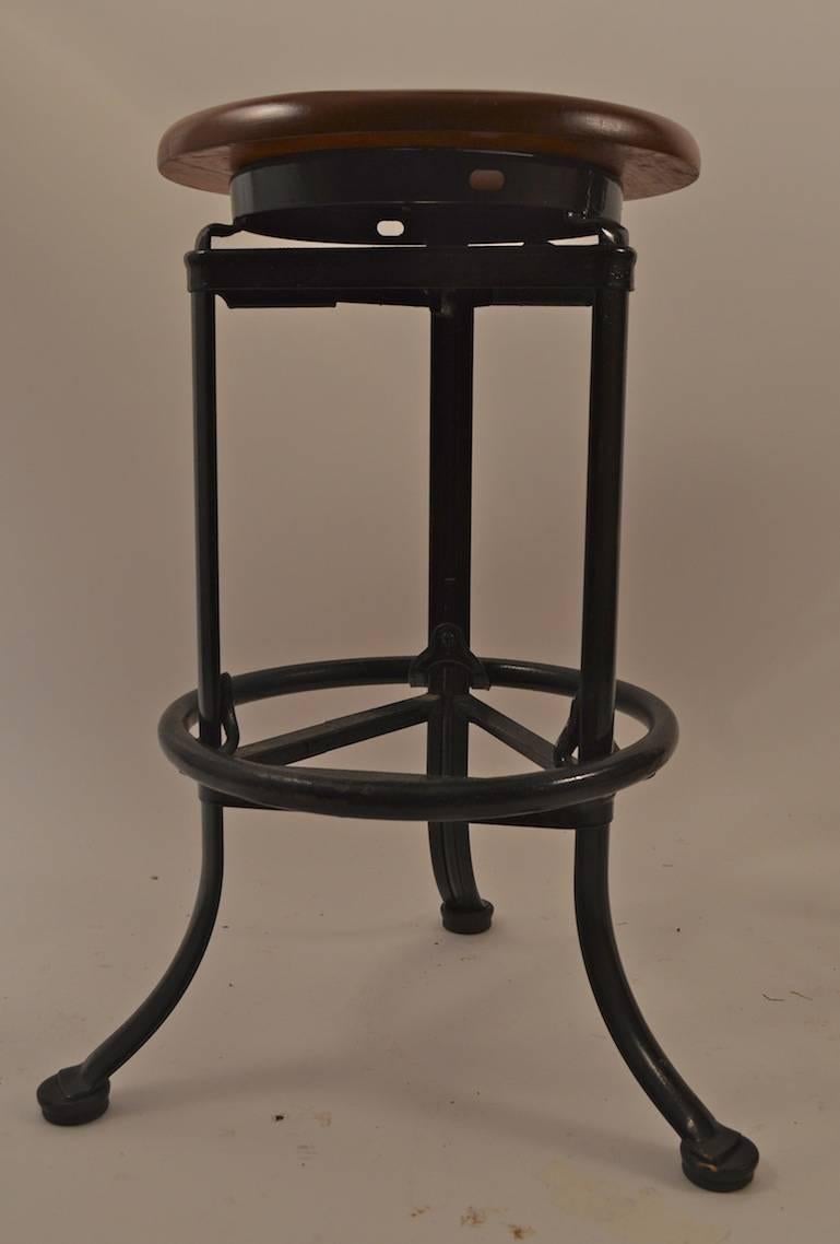 Industrial Stools Steel Base with Wood Seats 1