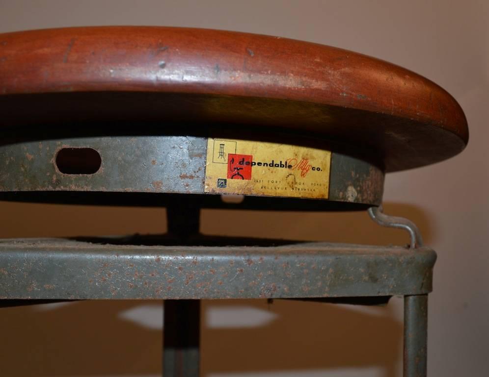 American Industrial Stools Steel Base with Wood Seats