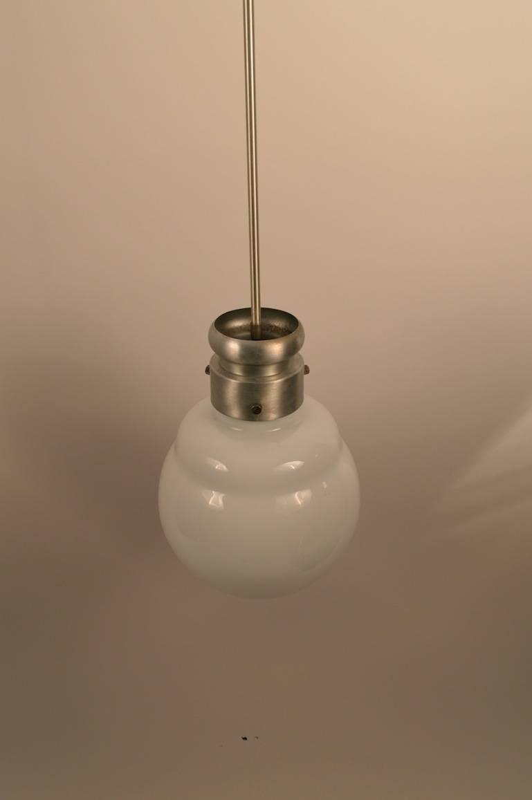 Hanging Glass Globe on Spun Steel Stem In Good Condition For Sale In New York, NY